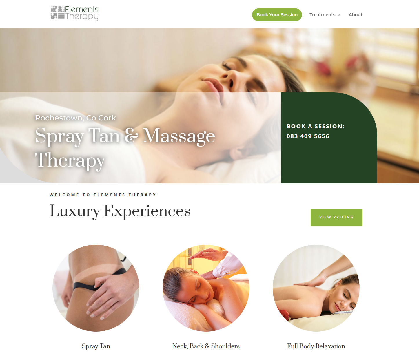 Elements Therapy website — occupational therapy practice brand, logo and booking system design